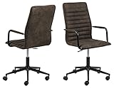 Marca Amazon - Movian - Silla de escritorio de tejido Preston de color gris antracita y base negra de metal con reposabrazos