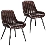 Lestarain 2X Sillas de Comedor Dining Chairs Sillas Tapizadas Paquete de 2 Sillas Cocina Nórdicas Cuero Sintético Sillas Bar Metal Silla de...