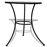 EBTOOLS Mesa de bistro al aire libre con mosaico, juego de muebles de jardín y patio, mesa de comedor, sillas de color negro y blanco, 60 cm