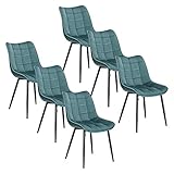 WOLTU Pack de 6 Sillas de Comedor Asiento de Terciopelo Silla Diseño Silla Tapizada Estructura Metálica Sillón con Respaldo Silla de Cocina...