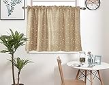 A.Monamour Cortina Cocina Ventana Puerta Corta Pequeña Beige Cortina De Tela con Estampado De Estrellas Bolsillo para Varilla Panel Cenefa...