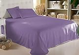 yibo - Juego de Sábana de 3 Piezas Color Violeta, para Cama de 135 x 190/200cm, Sábana Bajera Ajustable para Cama + Sábana Encimera + Funda de...