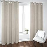 Dalina Textil - Cortinas Salón Dormitorio diseño de Lino - Cortinas Semitranslúcidas con Ojales un Panel de 140 x 260 cm Color Taupe