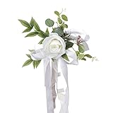 Coolpala Juego de 6 arreglos florales de pasillo con hilo blanco para ceremonia de boda, decoración de silla de boda, ceremonia de boda,...