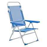 LOLAhome Silla de Playa con Brazos reclinable Azul de Aluminio de 100x61x56 cm