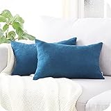 Topfinel Juego 2 Fundas Cojines Cama Sofas de Chenilla Algodón Lino Duradero Almohadas Decorativa de Color sólido para Sala de Estar sofás...