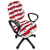 ABAKUHAUS Estados Unidos Funda para Silla de Oficina, Horizontales onduladas Rayas, Protectora con Estampa Digital Decorativa Tejido Elastizado,...