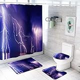 ZDDWLDL Juego de Cortinas de Ducha Cortina de baño Juego de 4 Piezas Cortina de Ducha Antibacterial Impermeable Decoracion de Baño con 12...