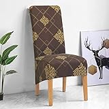 LZHLMCL Fundas De Silla De Spandexcubierta De Silla De Respaldo Largo con Estampado De Flores Marrón Fundas De Asiento Fundas De Silla Hotel...