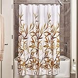 InterDesign Anzu Cortina de ducha | Cortina de baño lavable a máquina de 183 x 183 cm | Cortinas modernas con estampado floral para bañera o...