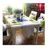 Aotiwe Caminos de Mesa Estampados, Decorativos de Mesa Modernos Costura de Rayas Horizontales con Borlas Gris Azul Verde Sabana de Algodon...