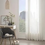 Homemaison – Cortina con Finas Rayas Verticales con Ojales, poliéster, Gris, 240 x 140 cm