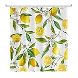 SDOTPMT 122x183cm Árbol de limón Amarillo Flor Cortina de la Ducha Hojas Verdes De Verano Fruta Planta Botánica Ramas los árboles Fondo...