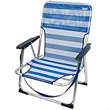 Aktive 53950 - Silla plegable de playa, Silla playa, 55x35x72 cm, Silla plegable, Silla fija de aluminio, con asa para transportar, color azul y...