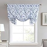 Laura Ashley Home Elegante Cortina de Cenefa con Estampado Floral, Elegante Tratamiento Decorativo para decoración del hogar, algodón, Azul, 50...