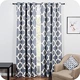 Top Finel Quatrefoil Aislante térmico Cortinas Opacas tratamientos Paneles Cortina con Ojales para salón Arandelas, 140x245cm, Color Gris