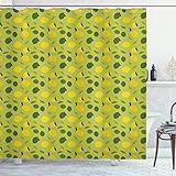 ABAKUHAUS Limones Cortina de Baño, La Vitamina C Colorido gráfico, Material Resistente al Agua Durable Estampa Digital, 175 x 180 cm, Aceituna...