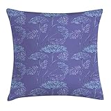 ABAKUHAUS Floral Funda para Almohada, Flores Puntillas Arte Hinojo, Material Lavable con Cremallera Colores No Destiñen, 45 x 45 cm, Violeta...