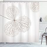 ABAKUHAUS Flor Cortina de Baño, Plantas botánicos Naturales, Material Resistente al Agua Durable Estampa Digital, 175 x 200 cm, Blanco y...