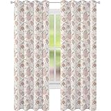 Cortinas opacas estampadas, color pastel, diseño de mariposas y flores, con espirales ornamentales, 2 paneles de ancho 52 x 95, cortinas de...