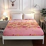 Mateju Sábana Bajera Ajustable Estampado Floral Protector de Colchón Cómoda Transpirable Microfibre Colcha de Cama con Bolsillo Profundo...