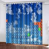 CJGOSN Cortinas Opacas Termicas Aislantes Frio y Calor para Salón Dormitorio Oficina con Ojales 3D Paisaje de cielo azul y nubes blancas....