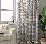 Cortinas Apagones Boho Rayado, Cortijo De Ventana De Algodón Cortinas De Ventana Con Borlas, 2 Paneles Rod Rod Pocket Window Drapes Para Sala De...