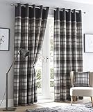 Portfolio Curtains Portfolio Orleans-Cortinas con Ojales y Rayas Totalmente Forradas, Color Gris carbón, 46 Ancho x 54 Pulgadas de caída,...