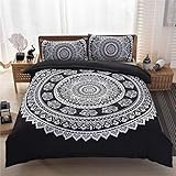 zpangg Conjunto de Ropa de Cama Bohemia Conjunto de edredón con Estampado Floral Degradado Conjunto de Ropa de Cama de Color Azul Cielo Mandala...