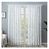 GIVBRO Cortinas transparentes de gasa de tul para ventana, cortinas con estampado de flores, cortinas semitransparentes para decoración de...