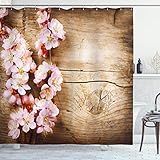 ABAKUHAUS Floral Cortina de Baño, Flor de la Primavera Orchard, Material Resistente al Agua Durable Estampa Digital, 175 x 200 cm, Arena de...