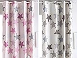 Sansa - Cortina con ollaos Estrellas - 150x260 cm - Color Rosa