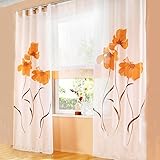 ANGEL BUD 1 Pieza Cortina larga - Cortina transparentes Flores estampadas - Cortinas de tul para dormitorio, balcón y sala de estar - Ancho 150...