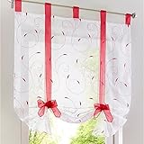 USTIDE Cortinas de gasa con estampado de pimiento pequeño para ventana, cortinas romanas bordadas, paneles de cortina transparentes con cintas...