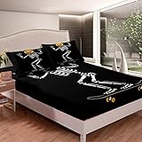 Juego de sábanas con diseño de Calavera para niños, diseño de Huesos de Esqueleto, Funda de Cama para decoración de habitación tamaño King