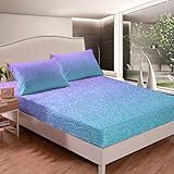 - Juego de sábanas con Purpurina para niños, Mujeres, Adultos, Cielo Estrellado, Color Azul, Morado, Degradado, Suave, Microfibra, 3 Hojas,...