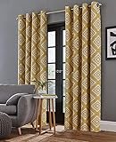 Catherine Lansfield Azteca Cortinas 66 x 90, poliéster, Ocre, Curtains - 66x90In