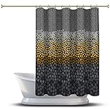 Cortina de Ducha con Estampado Geométrico / Impermeable para las Decoraciones de Su Baño - Patrón de Borde de Lunares Multidimensionales...