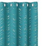 Amazon Brand - Umi Cortinas Salon Opaca de Dibujos Líneas con Ollaos 2 Piezas 117x229cm Turquesa