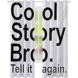 Cortinas opacas impresas, Cool Story Bro Tell It Again Motivational Joyful Hipster Pictogram Says Print, W52 x L84 Cortinas con ojales para...