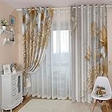 LWXBJX Cortinas Opacas de Dormitorio y Salón Ventanas - Mariposa Flor Dorada - Impresión 3D Aislantes de Frío y Calor 90% Opacas Cortinas -...