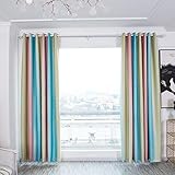 BOYOUTH Cortinas opacas con estampado de rayas verticales de color azul cielo, cortinas y cortinas superiores con ojales para dormitorio, sala de...