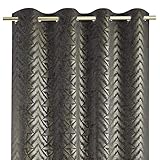 AmeliaHome Blackout Glamour Velvet Navia - Cortina Opaca (140 x 250 cm, 1 Unidad), Color Gris Antracita y Dorado