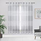 CAROMIO Cortinas Transparentes de Gasa Cortinas de Ventana Cortinas con Estampado de lámina Plateada Cortinas a Rayas para Sala de Estar,...