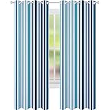 Cortinas opacas de alta resistencia, rayas verticales de colores pastel con líneas de fondo, diseño náutico, ancho 52 x largo 95 para...