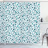 ABAKUHAUS Teal Cortina de Baño, Resumen del Mosaico de los Tonos Azules, Material Resistente al Agua Durable Estampa Digital, 175 x 180 cm,...