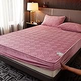 Daenlujec Sábana Bajera Super King Terciopelo Acolchado Grueso Color sólido, Funda de Cama para Dormitorio de Hombre, apartamento, púrpura,...