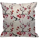 HGOD DESIGNS Funda de cojín con diseño de flores de cerezo, rama de árbol y flor roja, funda de almohada decorativa para el hogar para...