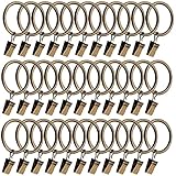 30Pcs Anillos de Cortina de Metal,32MM Anillos de Cortina con Clips Argollas para Cortinas Clips de Cortina de Baño,para Colgar Cortinas...