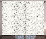 ABAKUHAUS Cortina rústica para fiestas con diseño de estrellas de color crema, para salón, con trabillas, 280 x 245 cm, color blanco y marrón